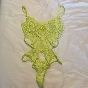Victoria Secret: Creamsicle Lace Bodysuit, Mint Green, Size: S
